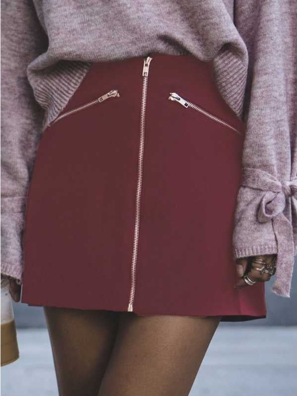 Forever 21 Maroon / Burgundy Zipper Skirt (Size S)